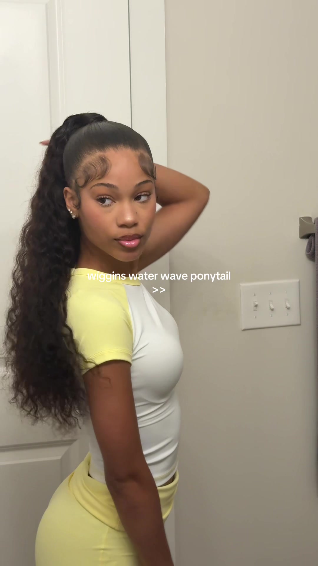 TikTok post by @niinadaniielle for Wiggins Hair. Caption reads: @Wiggins Hair Store knew what they were doing with....