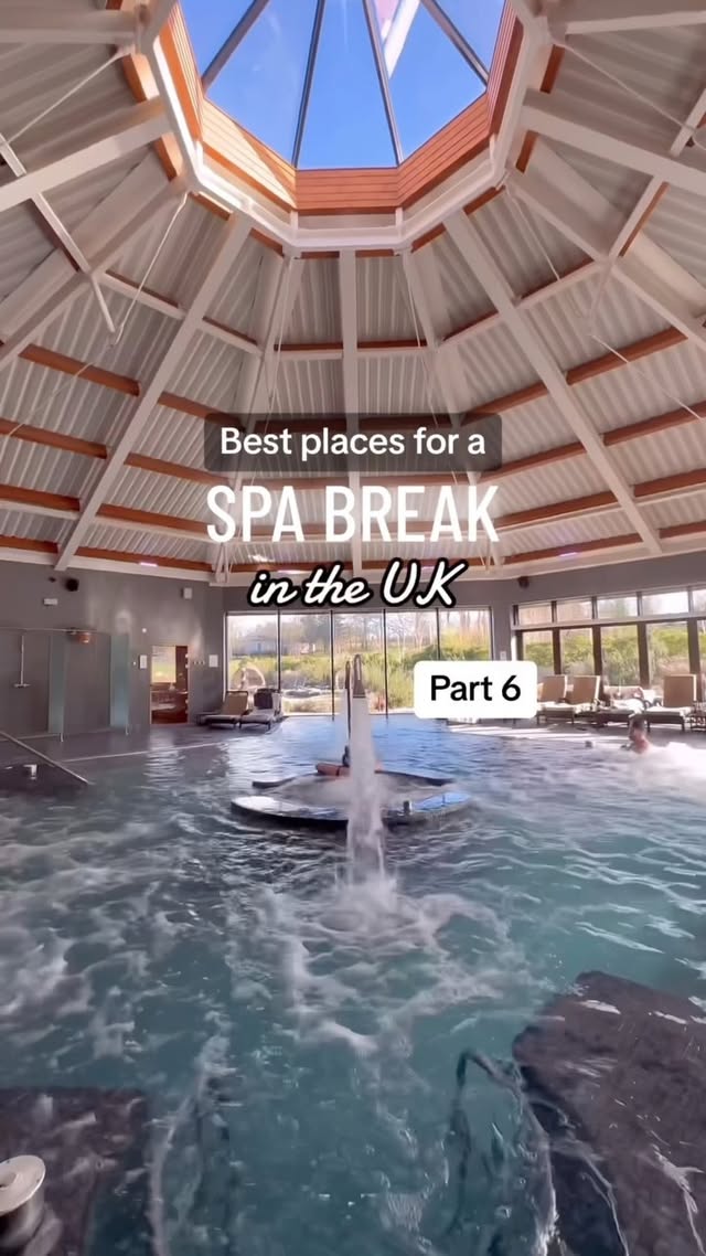 Instagram post by @petite.blondine for VisitEngland. Caption reads: [...] by train 🧖‍♀️🚂 @lovegreatbritain....