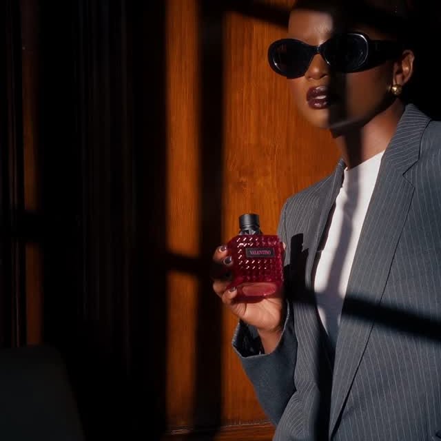 Instagram post by @vongai.mapho for Valentino Beauty. Caption reads: A vibrant blend of bergamot and mandarin softened....