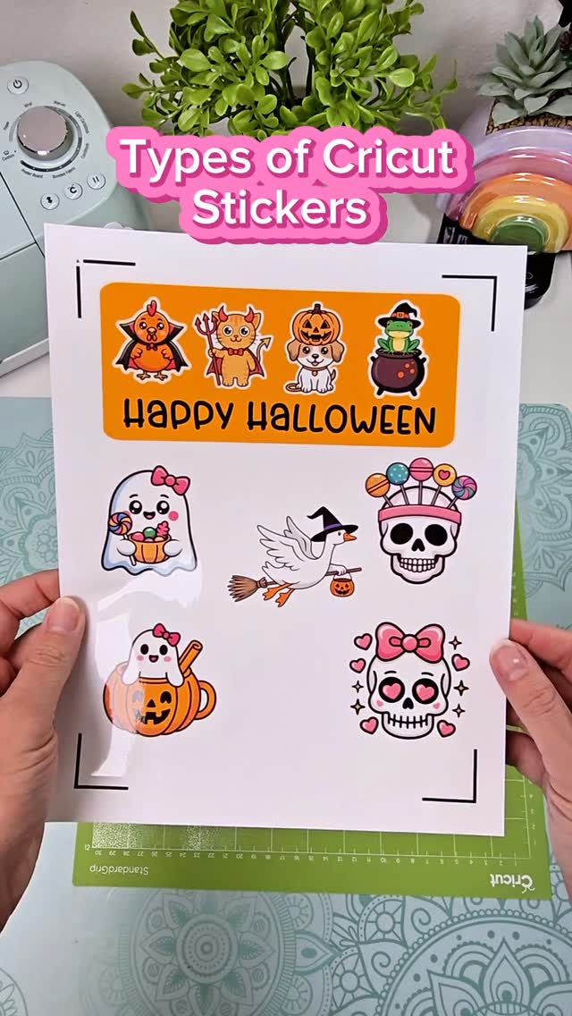 Instagram post by @colescraftingcorner for Creative Fabrica. Caption reads: ✨ Cricut Sticker Styles You’ll Love ✨
👉 Kiss....