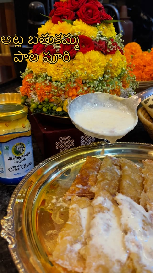 Instagram post by @telangana_kitchen4u for Akshayakalpa Organic. Caption reads: Paala puri 

#telanganafood #easycookingideas....