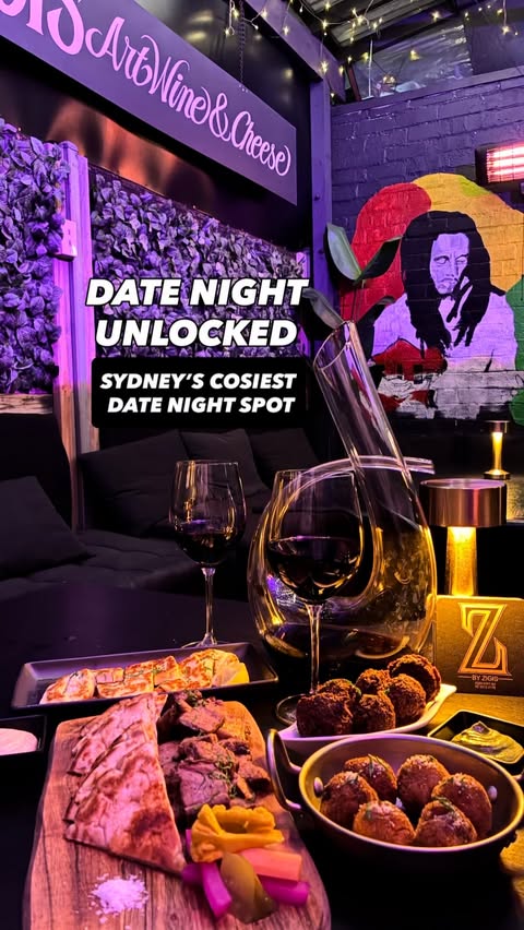Instagram post by @zigiswinebar for Eros Influencer Marketing. Caption reads: DATE NIGHT UNLOCKED 🔓❤️ 16 years together called....
