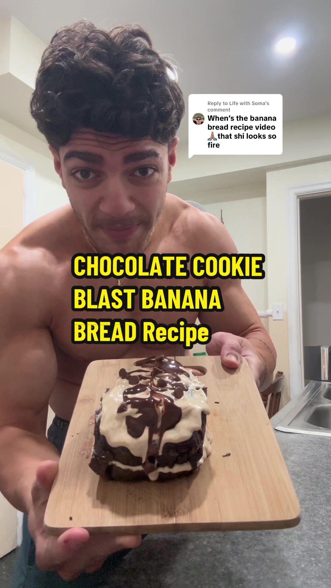 TikTok post by @mansour_abdoo for RYSE Supplements. Caption reads: [...] chocolate chips on top. Enjoy!! @RYSE....
