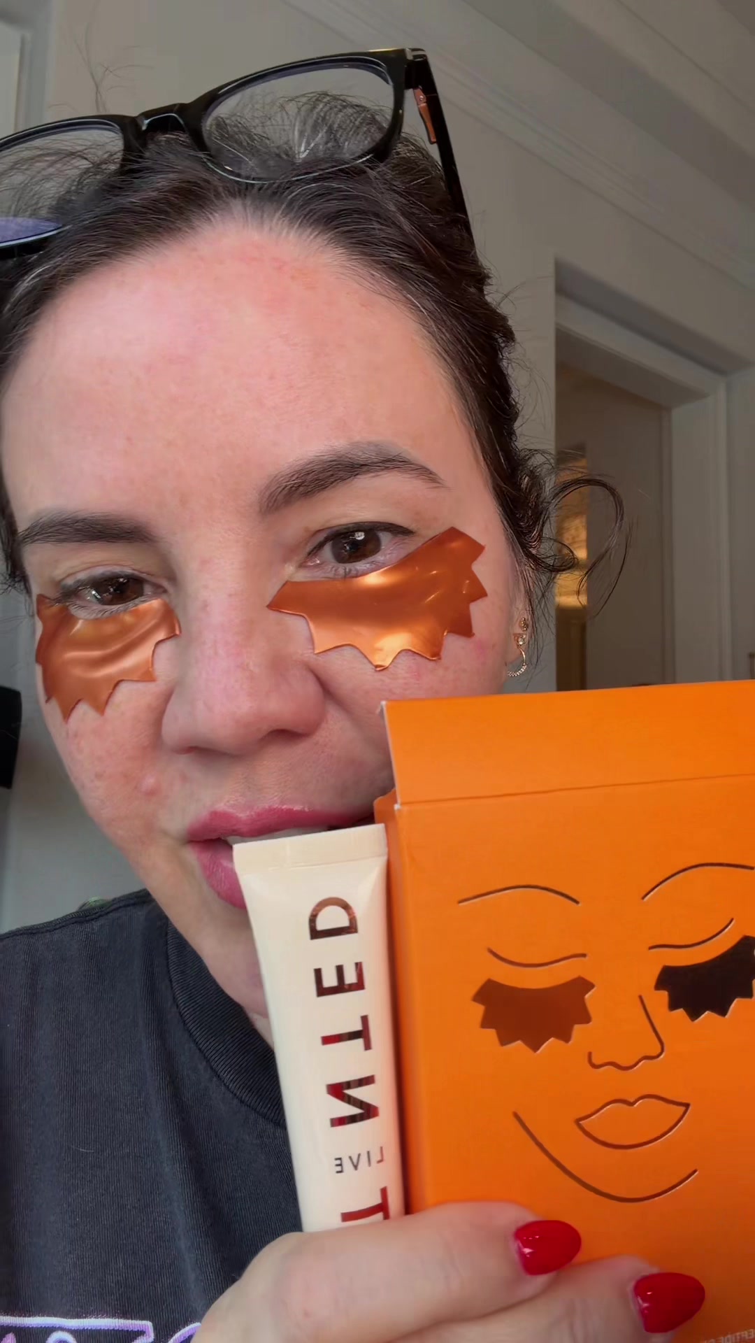 TikTok post by @samsomewhere13 for LIVE TINTED. Caption reads: Tired, puffy under-eyes? These Live Tinted Rays....