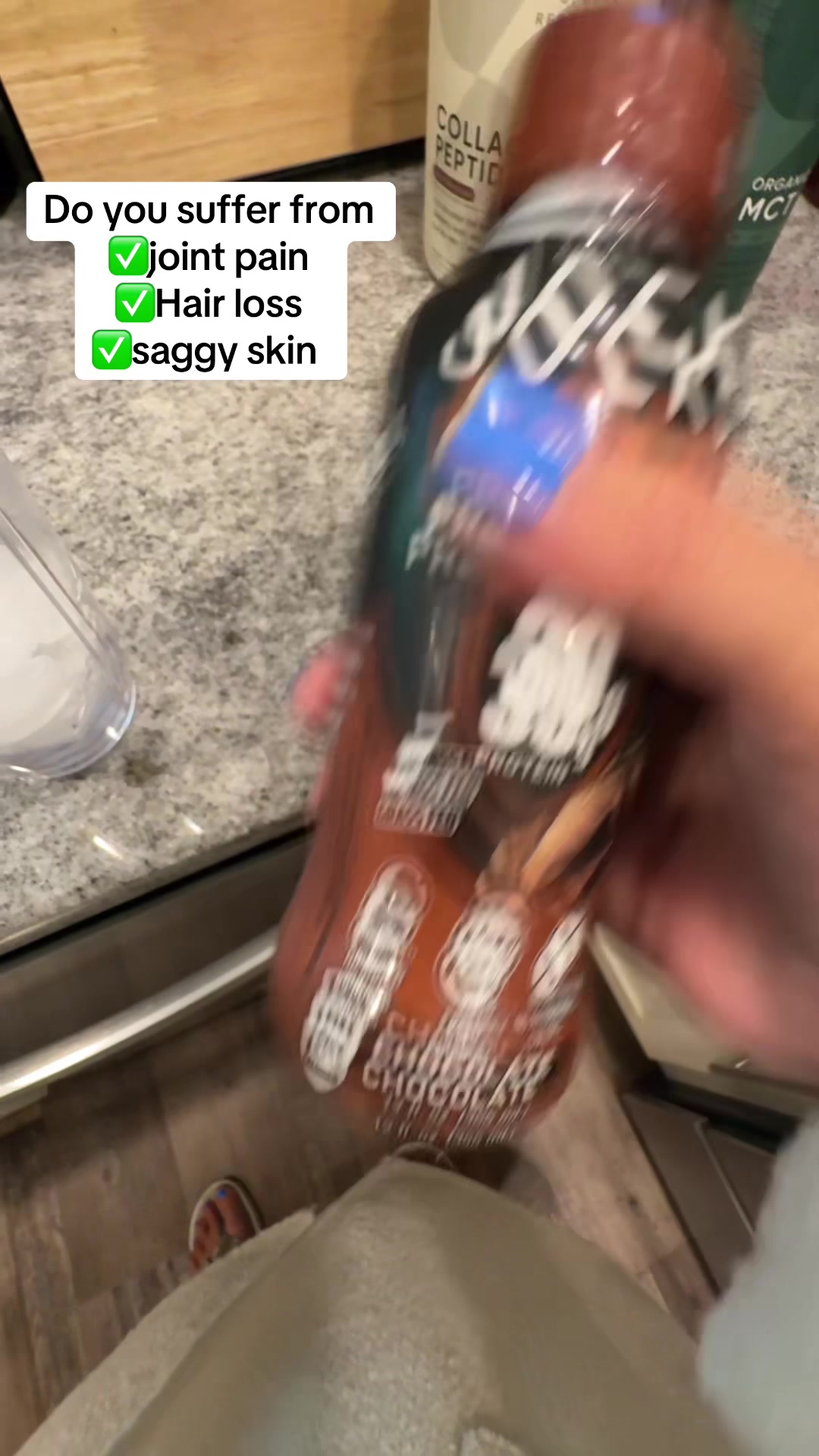 TikTok post by an influencer for Sports Research. Caption reads: [...] need collagen peptides by sports research....