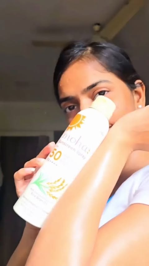 Instagram post by @aaisha1819 for moha: Nature’s Perfect Formula. Caption reads: #ad * ☀️ Spray. Protect. Glow. ✨ #MohaSunscreen *....