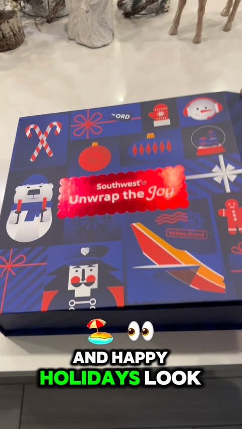 Instagram post by @flyingwithbigern for Southwest Airlines. Caption reads: What a cool surprise to get this advent calendar....