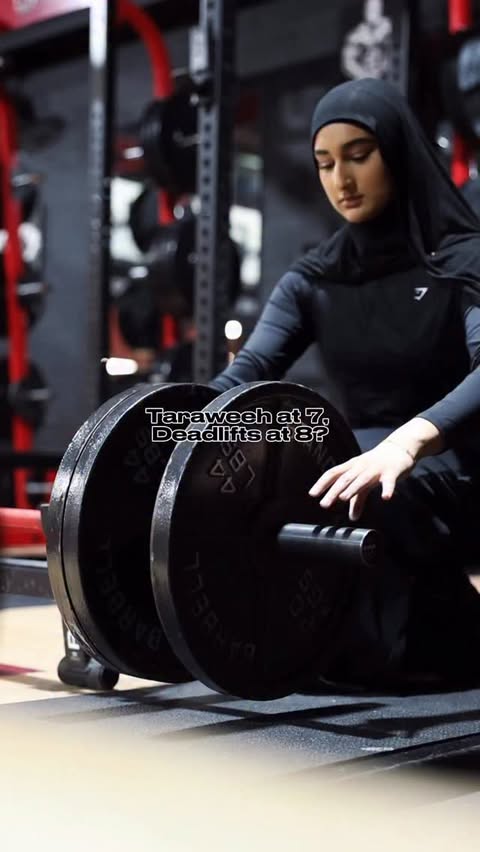 Instagram post by @maymah for Gymshark. Caption reads: [...] your soul peace ☮️ Abaya is from @gymshark....