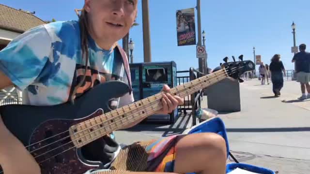 Instagram post by @drfunkbass for Minute Maid. Caption reads: Playing bass in the beaming hot sun is very....