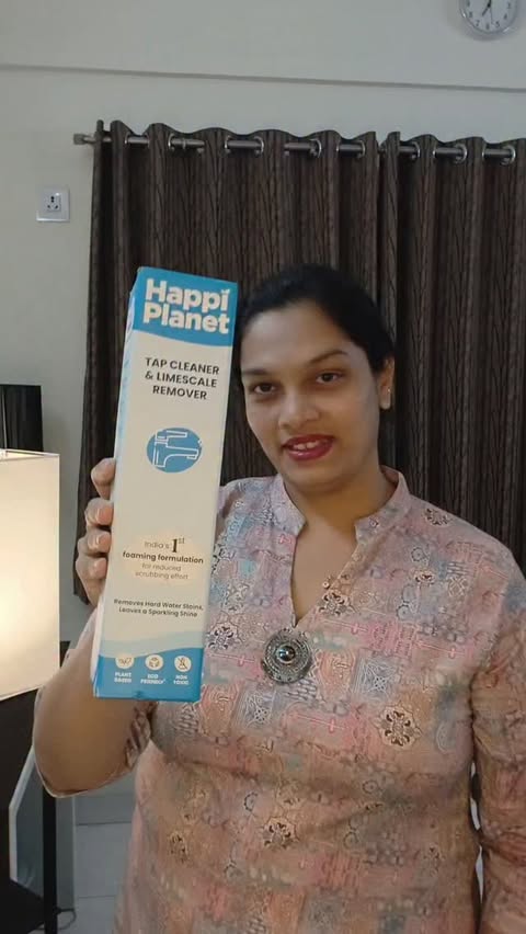Instagram post by @meghadhanesh for What's New In Bangalore. Caption reads: Happi Planet’s Foaming Tap Cleaner & Limescale....