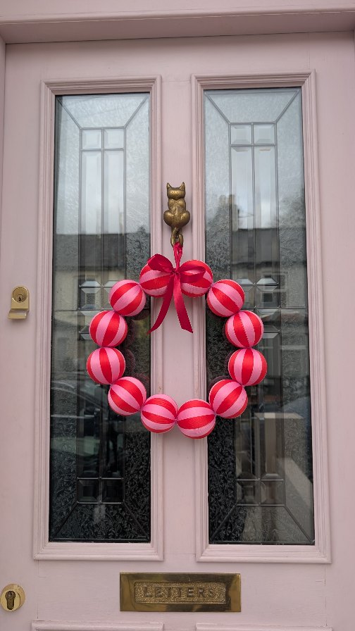 Instagram post by @sharnshouse for The Range. Caption reads: DIY Anthropologie bauble wreath 🎁 because who....