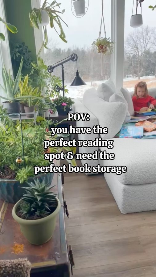 Instagram post by @raisingreaderstobecomeleaders for Guidecraft. Caption reads: We bought the perfect couch for reading last....