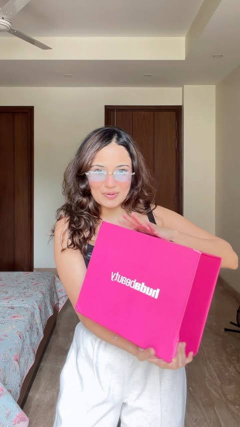 Instagram post by @ashnaaasharmaa for Rabanne. Caption reads: [...] PR packages <3 @hudabeauty @huda @rabanne....