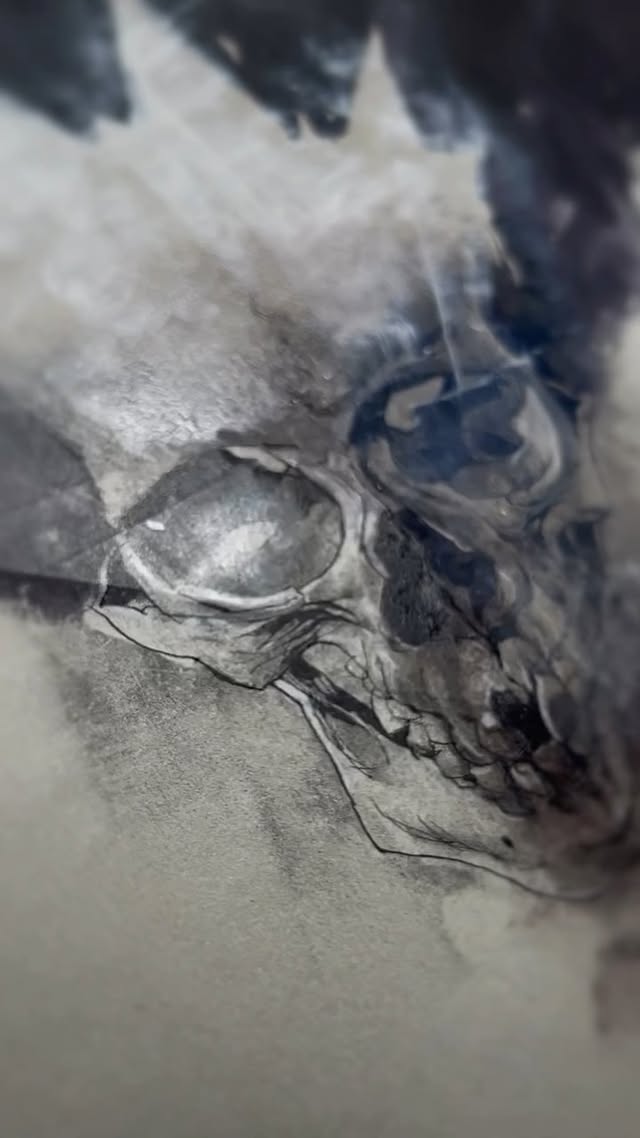 Instagram post by @kentwms for Trekell Art Supplies. Caption reads: SKULL KING series💀using @trekell_art_supplies....