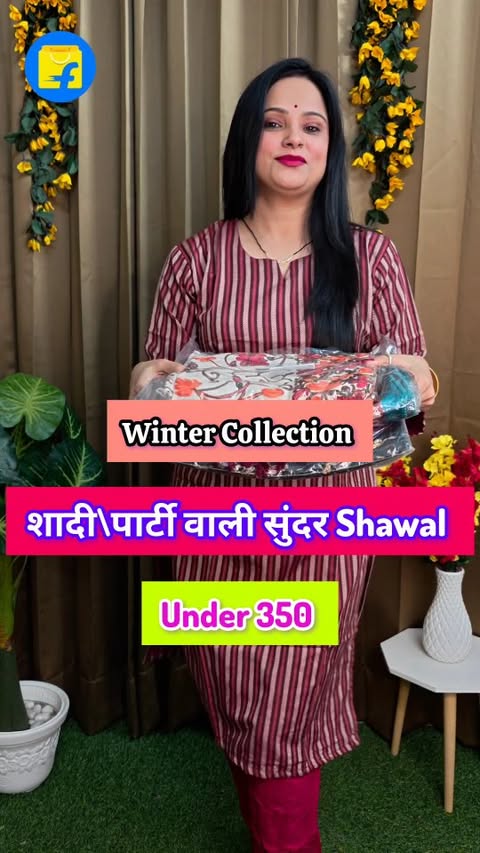 Instagram post by @soniya7641 for Flipkart. Caption reads: Affordable Partywear Winter Wear Shawl Under 350....