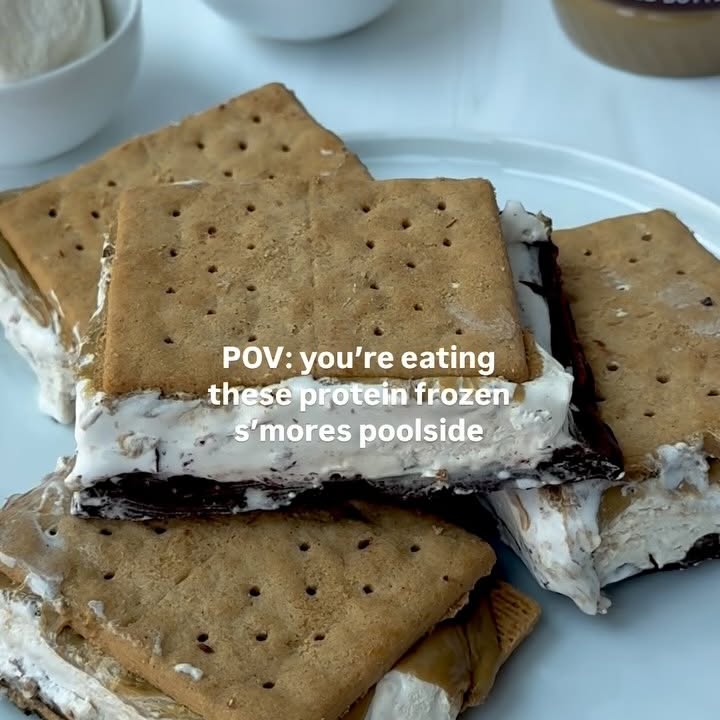 Instagram post by @lesswithlaur for SunButter. Caption reads: These no-bake protein s’mores are the perfect....