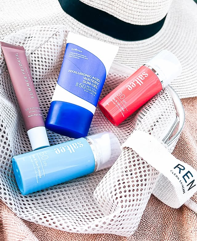Instagram post by @beauty_with_ju for ISNTREE. Caption reads: Just some sun essentials inspired by the summery....
