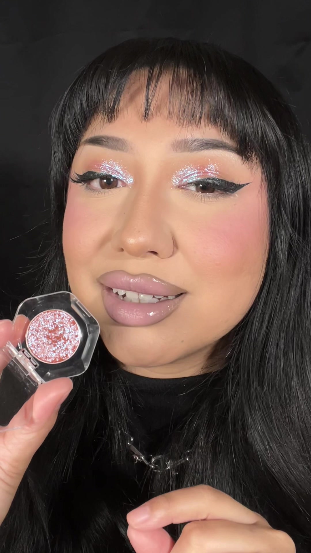 TikTok post by @eveysolorio for Adriana Nichole Cosmetics. Caption reads: Wow!!! @Adriana Nichole Cosmetics shadow in the....