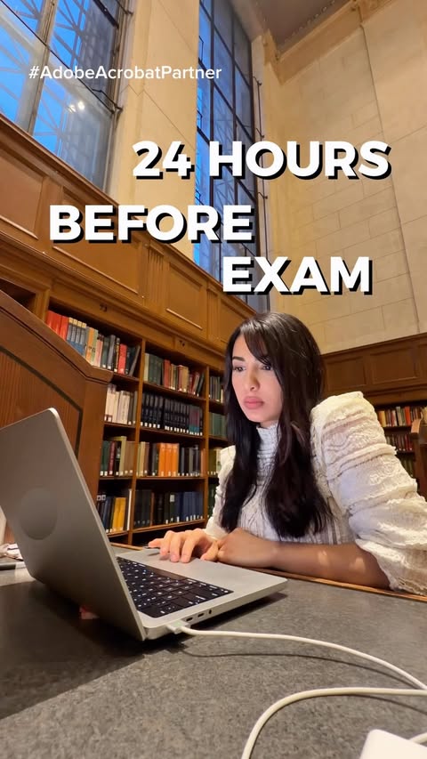 Instagram post by @ellharve for Adobe Acrobat. Caption reads: [...] my exam with Student Spaces in @AdobeAcrobat....