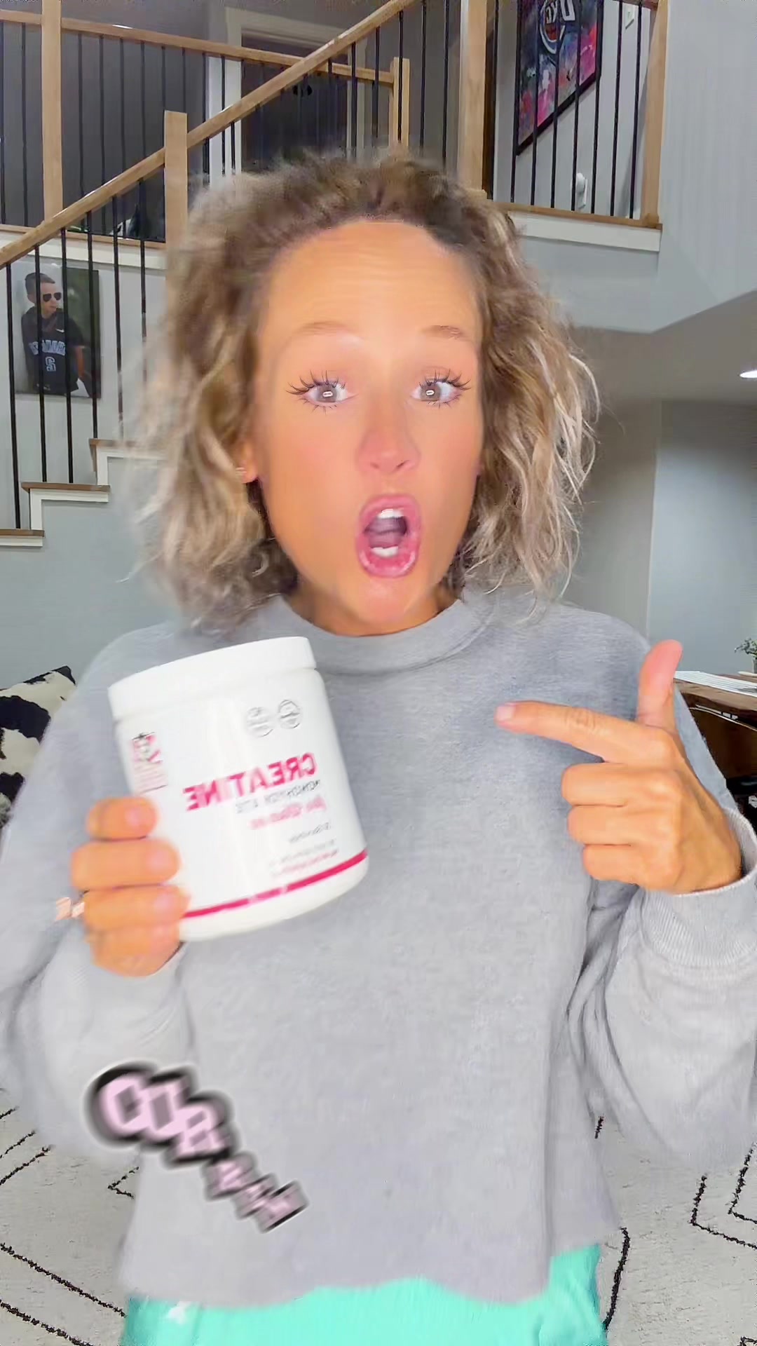 TikTok post by @mathsneakerteacher for Old School Labs. Caption reads: [...] #creatine #FYP #fitmom #viral @Old School....