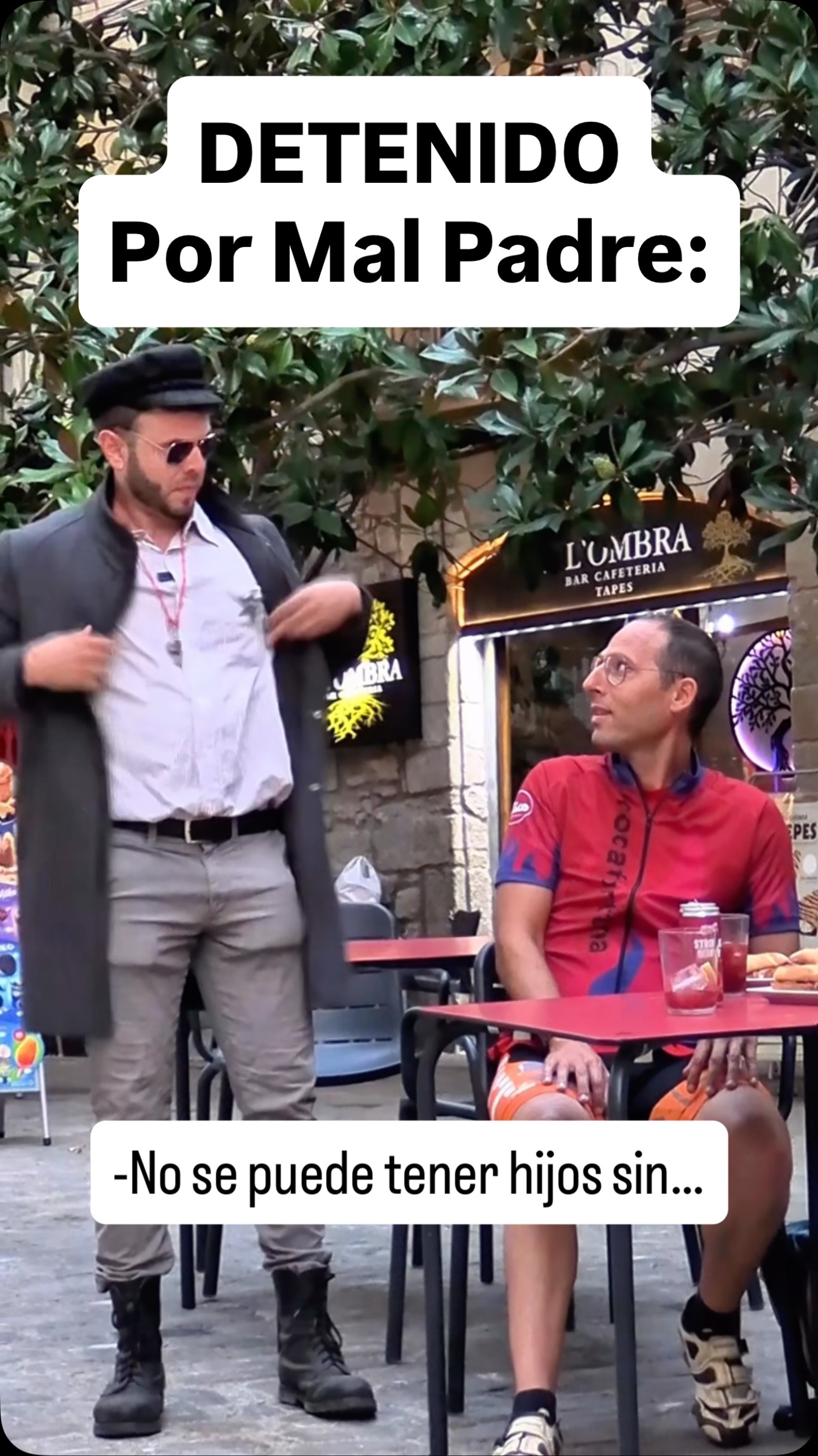 Instagram post by @pauly.makkator for Trade Republic. Caption reads: Publi. Detenido un hombre por mal padre....