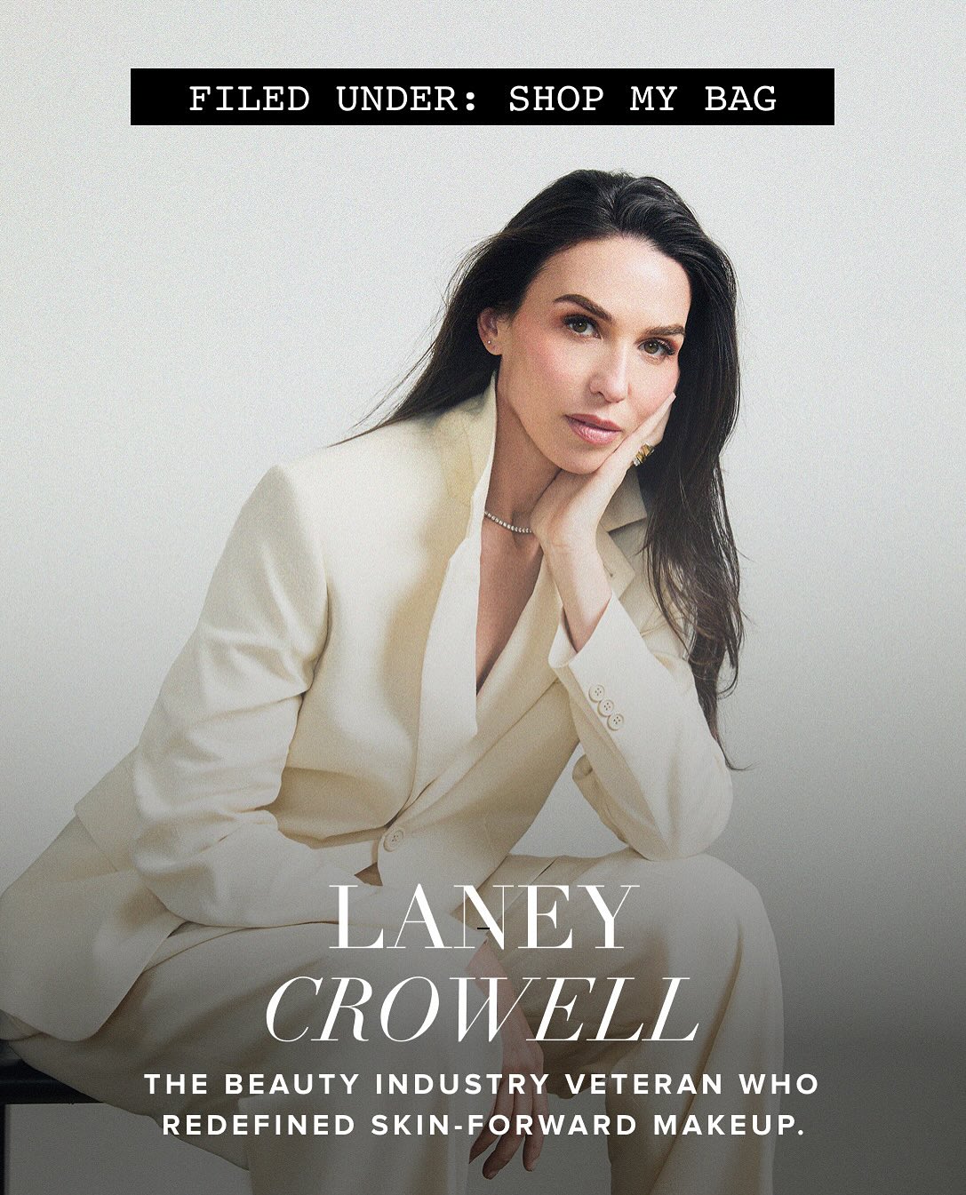 Instagram post by @laney for Saie hello. Caption reads: Laney Crowell was a fashion news assistant at....