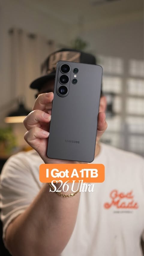 Instagram post by @imparkerburton for Dbrand. Caption reads: I got a 1tb S26 Ultra thanks to @dbrand ! #tech....