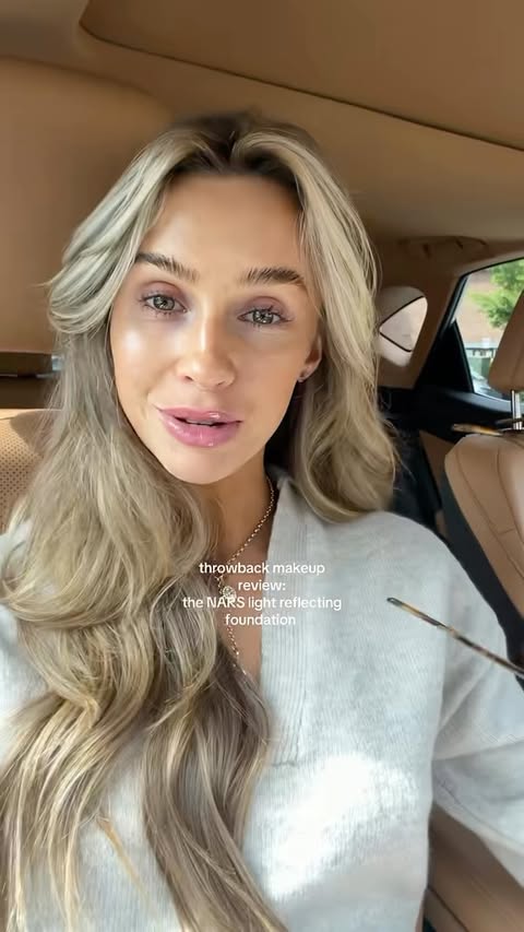 Instagram post by @maggiexawbrey for NARS Cosmetics. Caption reads: my skin will be glowing all fall & winter long....