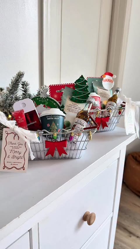 Instagram post by @meganlbrown22 for World Market. Caption reads: DIY Christmas gifts, festive shopping basket....