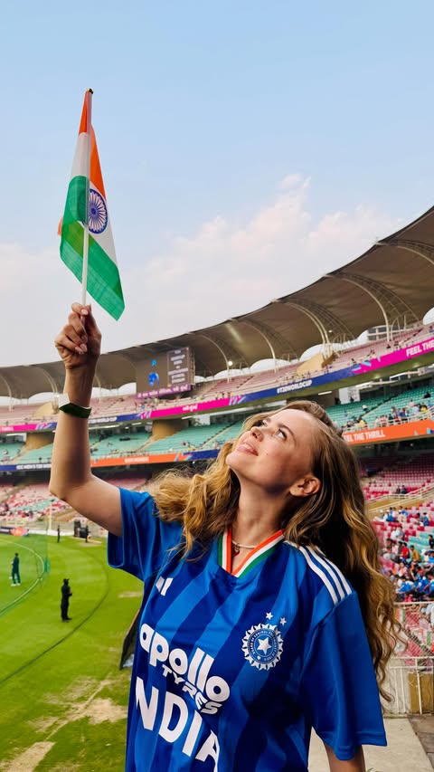 Instagram post by @irina.rai9 for ICC T20 World Cup. Caption reads: Switching to match mode 💙 ICC Men’s T20 World Cup....