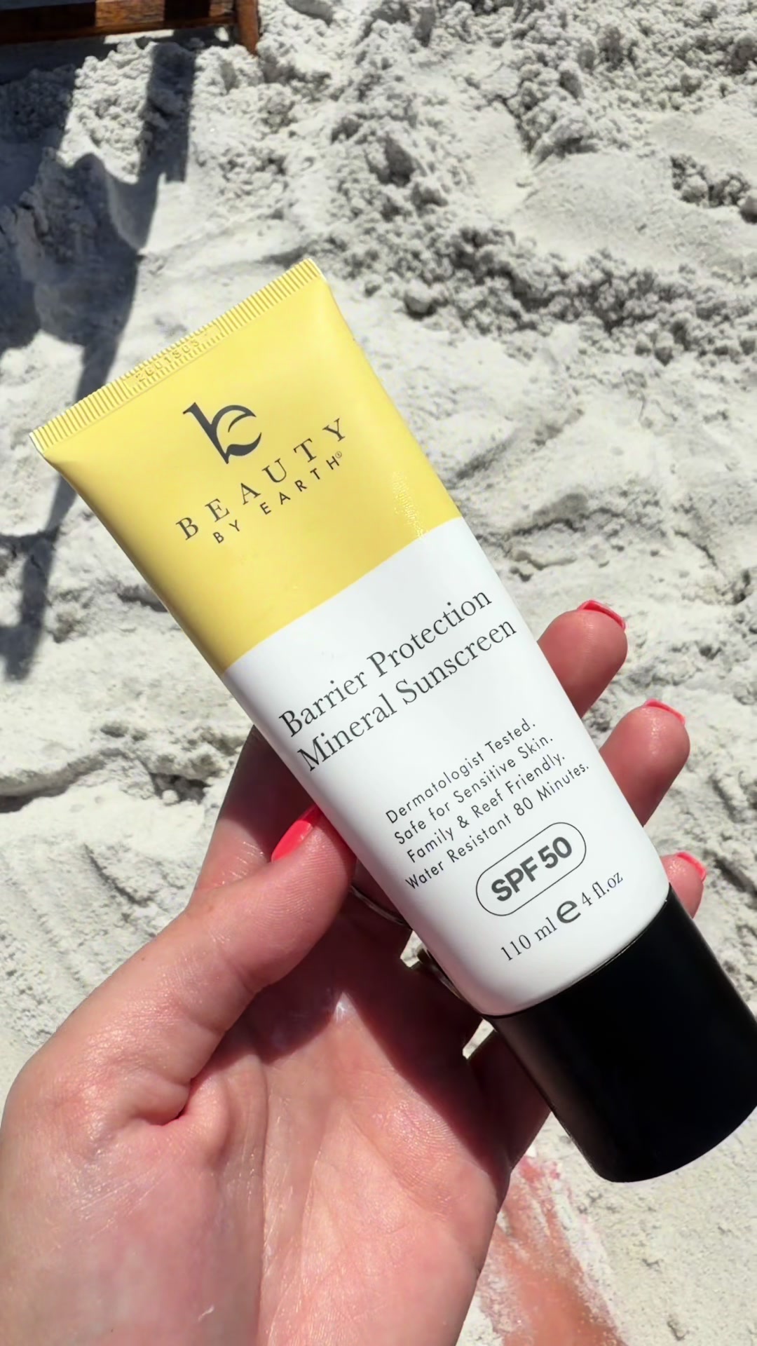 TikTok post by @j_erinn for Beauty by Earth. Caption reads: [...] necessity for his first beach trip!....