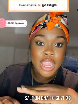 TikTok post by @jayroyal09 for Genabelle. Caption reads: SALMON DNA TO GO?! 👀 Genabelle PDRN 3% Hyper....