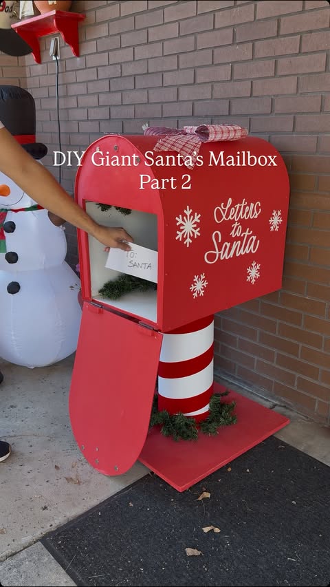 Instagram post by @theideadad for Cricut. Caption reads: Welcome back to part 2 of the giant Santa mailbox....