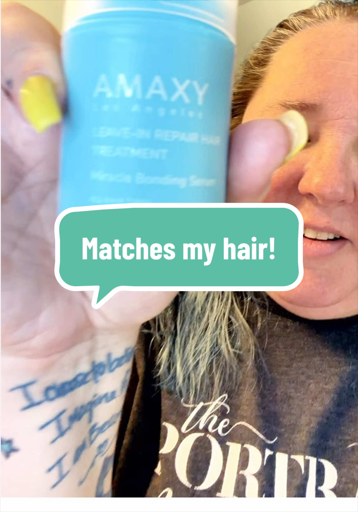 TikTok post by @try.it.with.oma for AMAXY Beauty. Caption reads: This made my hair feel and smell soooooo good!....