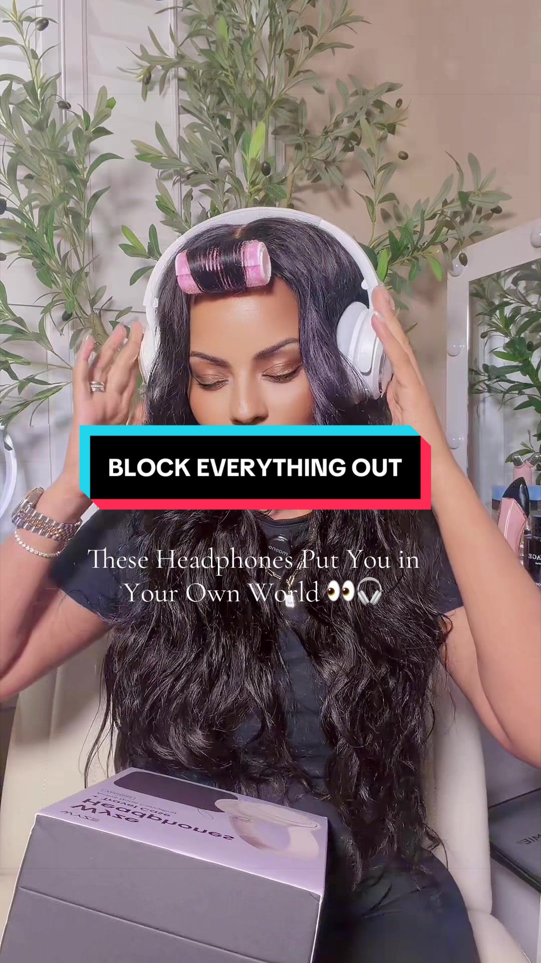TikTok post by @hanna.robinson2 for Wyze. Caption reads: These Wyze noise-canceling headphones block [...].