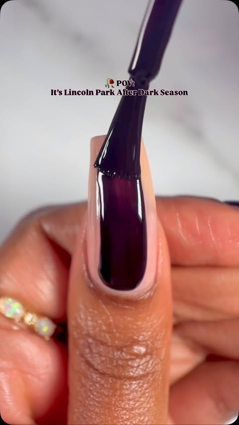 Instagram post by @suziemoon626 for OPI. Caption reads: 🥀🖤 @opi Lincoln Park After Dark🖤🥀 This is my....