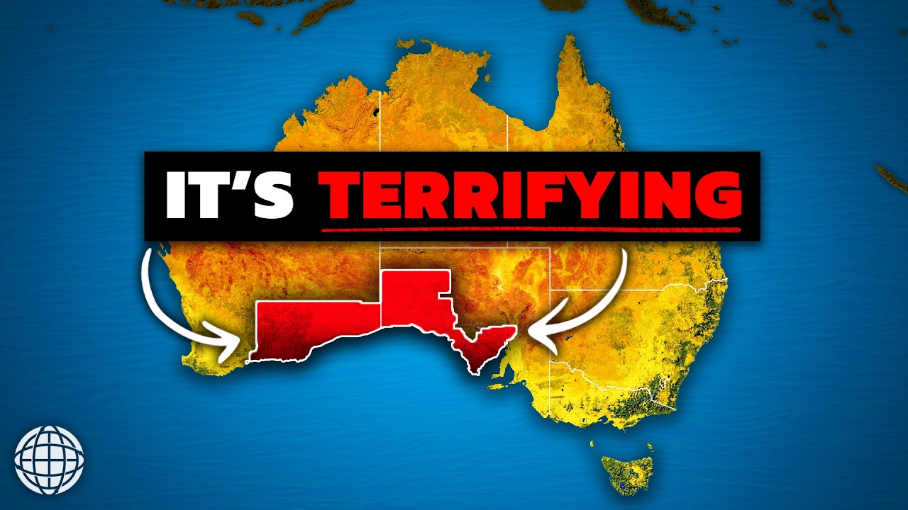 YouTube post by @GeographyByGeoff for Envato. Caption reads: Why Nobody Lives On This HUGE Stretch Of....