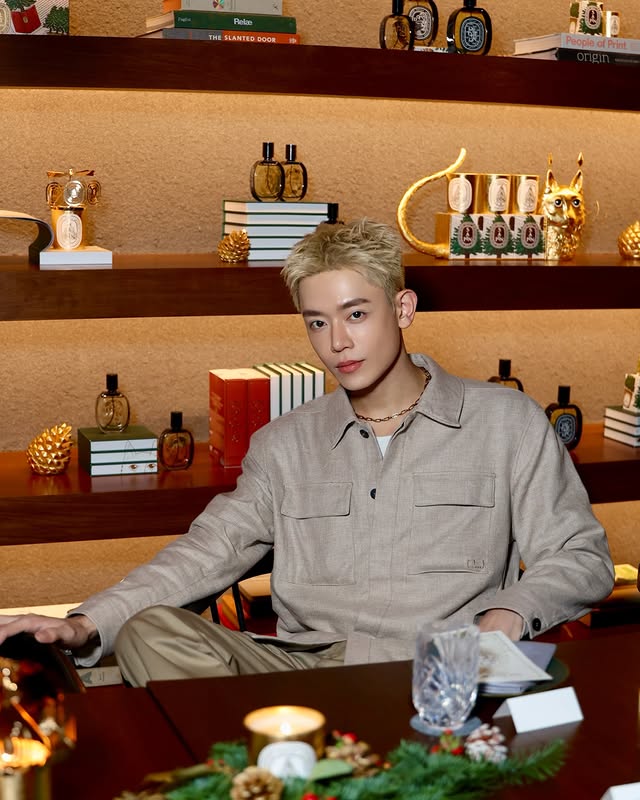 Instagram post by @mrbriansee for Diptyque. Caption reads: [...] night of wax, gold, and shared memories....