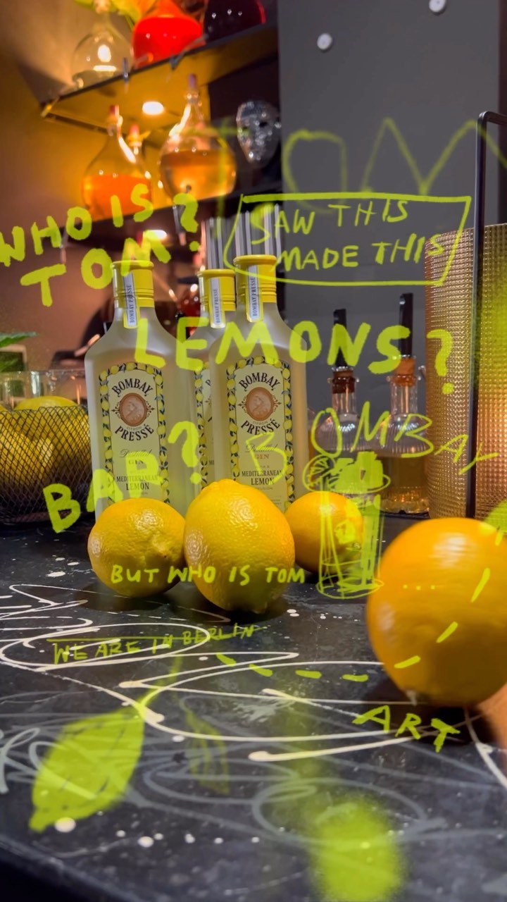 Instagram post by @elisaklinkenberg for Bombay Sapphire. Caption reads: Anzeige | Who is Tom?
Diese Frage haben sich....