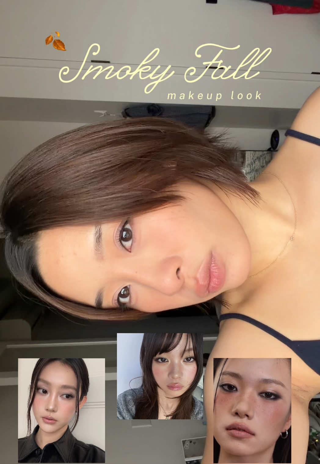 TikTok post by @tbhfiona for CLIO US. Caption reads: smoky fall makeup look 🍂💗 ft....