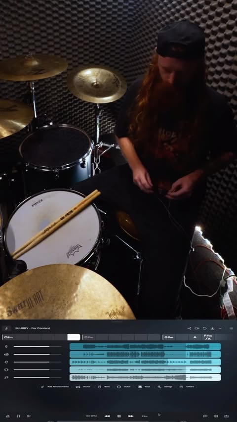 Instagram post by @kalen_drums for Moises. Caption reads: @moises.ai has been used in the majority of the....