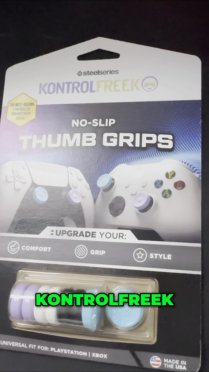 Instagram post by @ray.thegreat for KontrolFreek. Caption reads: The new No-Slip Thumbgrips brought to you by....