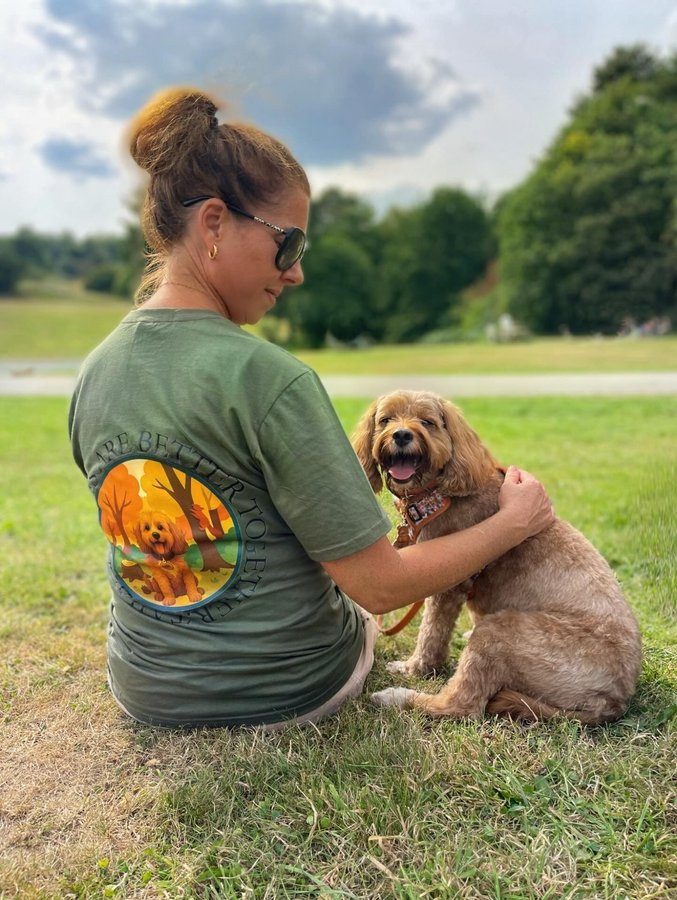 Instagram post by @doodling_with_mabel for Poochie Pals. Caption reads: Happy #tailventuretuesday from me and my floofy....