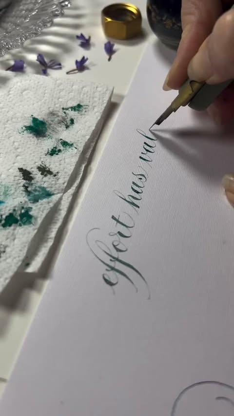 Instagram post by @lavenderlanecalligraphy for Ferris Wheel Press. Caption reads: Elevate your writing with our newest collection -....