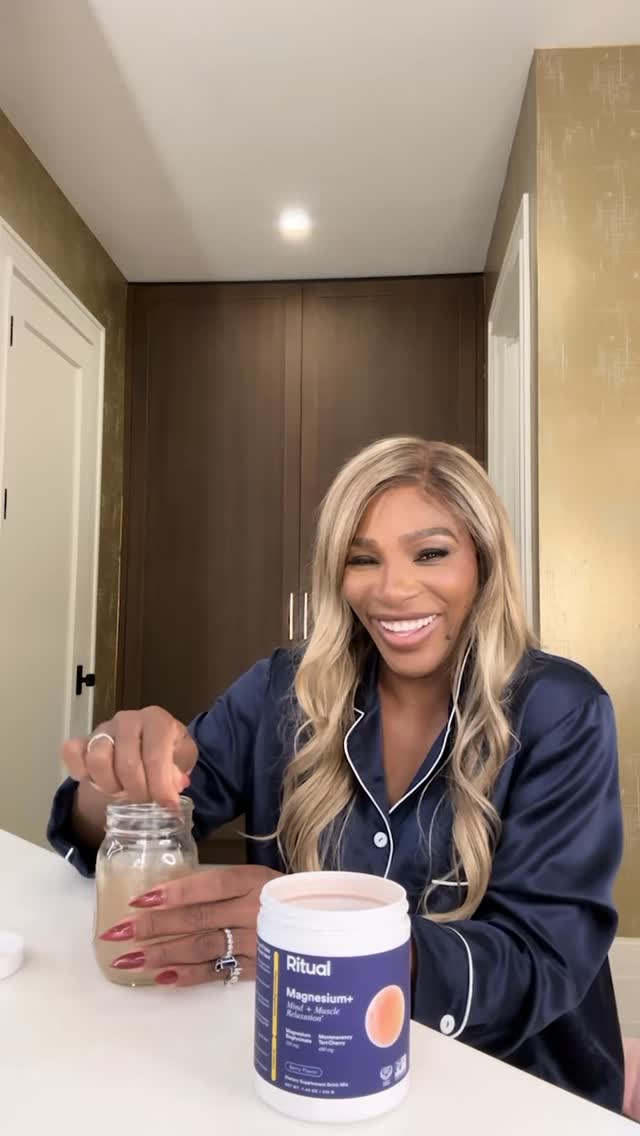 Instagram post by @serenawilliams for Ritual. Caption reads: After a packed day, winding down is just as....