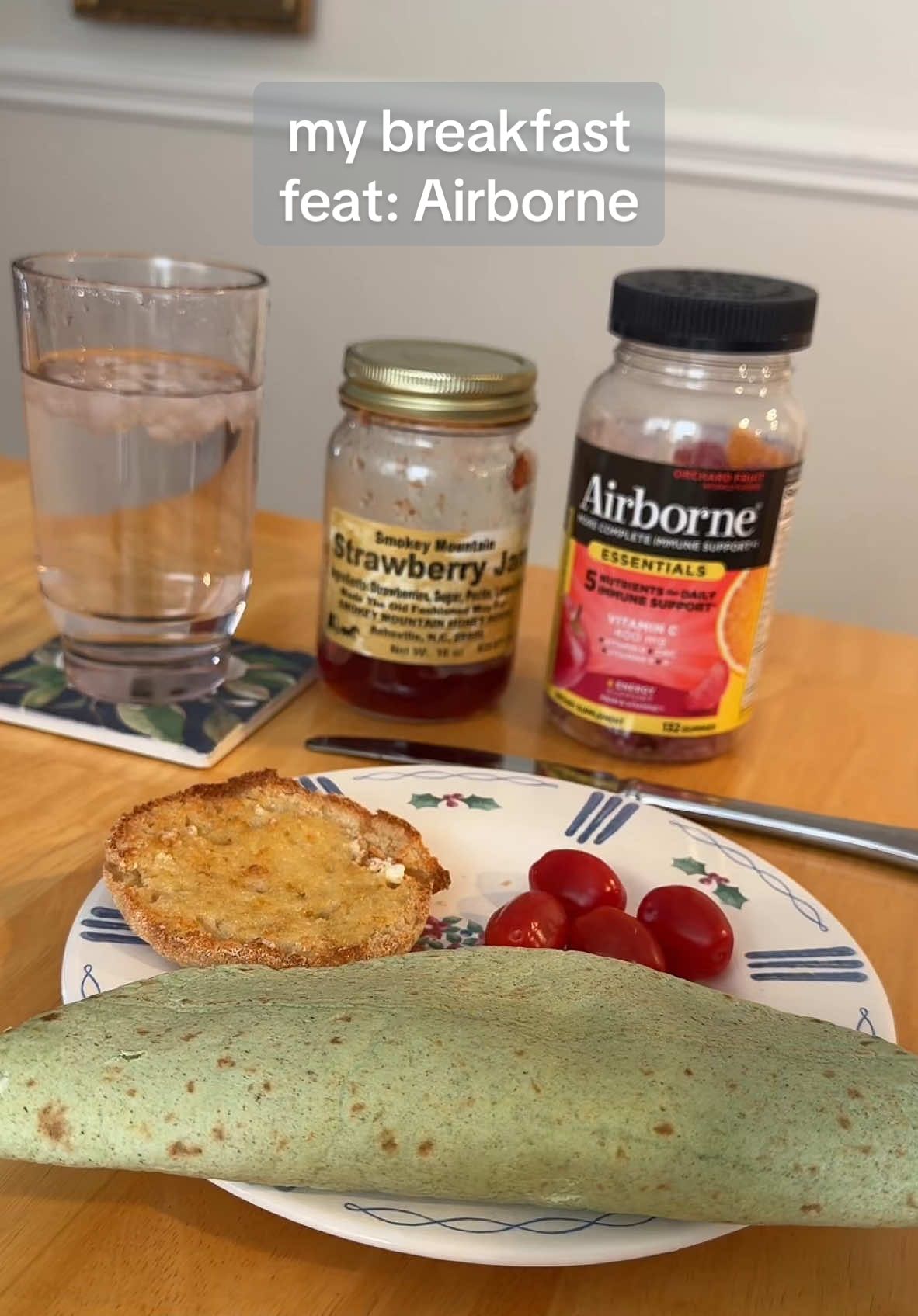 TikTok post by @zhouref for Airborne. Caption reads: my morning routine has consisted of Airborne since....