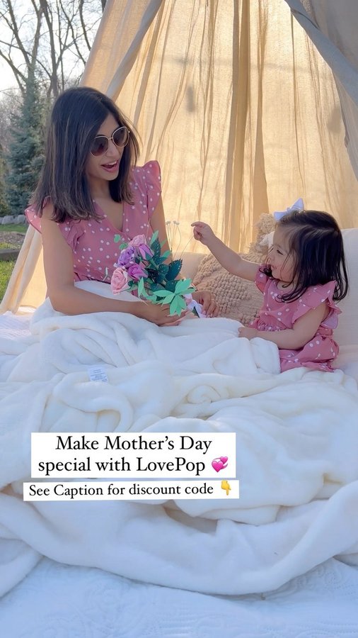 Instagram post by @ash_and_aaira for Lovepop. Caption reads: [...] Mothers’s Day special for someone with....