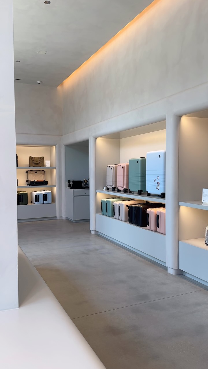 Instagram post by @parkermindel for Monos. Caption reads: monos x postcard - now in the west loop [...].