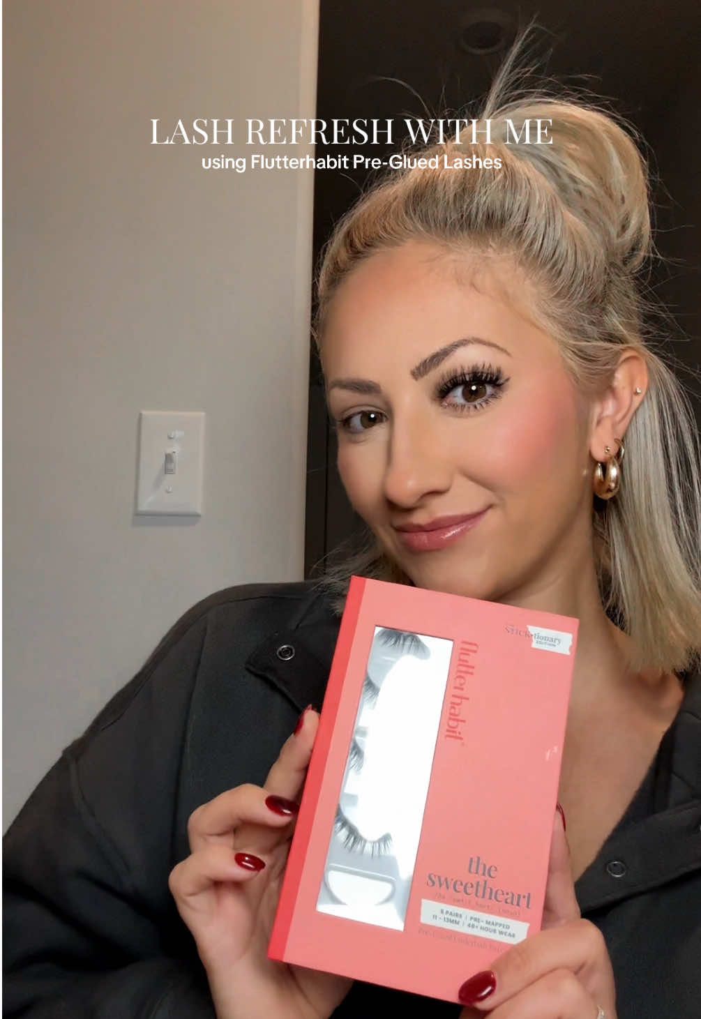 TikTok post by @jamiecalimente for FlutterHabit. Caption reads: My fav lashes of all time 🙌🏼💖 @flutterhabit ....