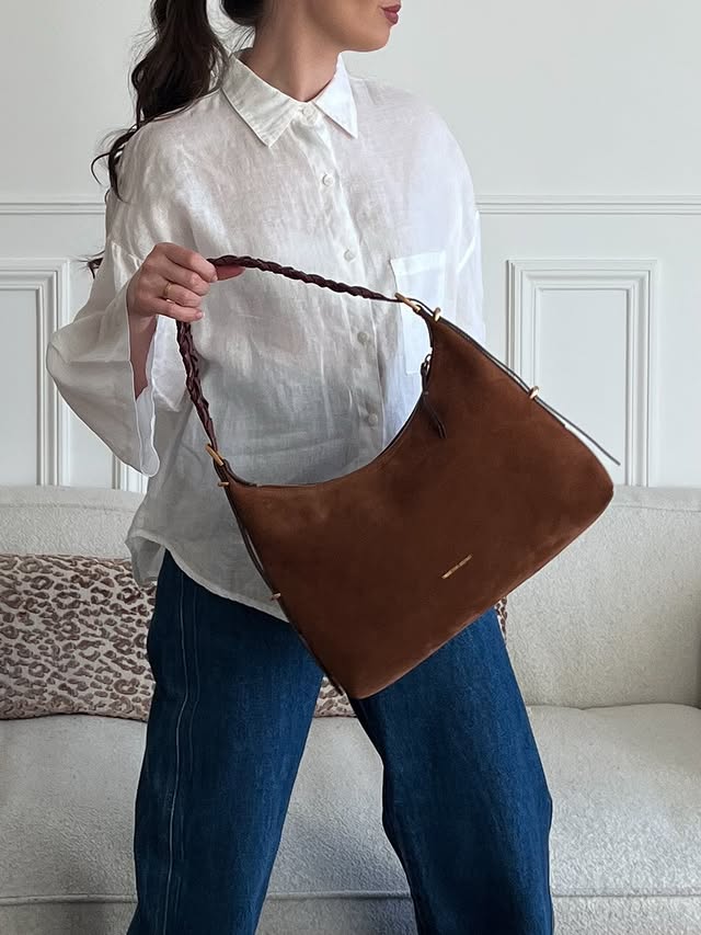 Instagram post by @margaux.dlaunay for VANESSA BRUNO. Caption reads: [...] effortless elegance. The Jess bag by....